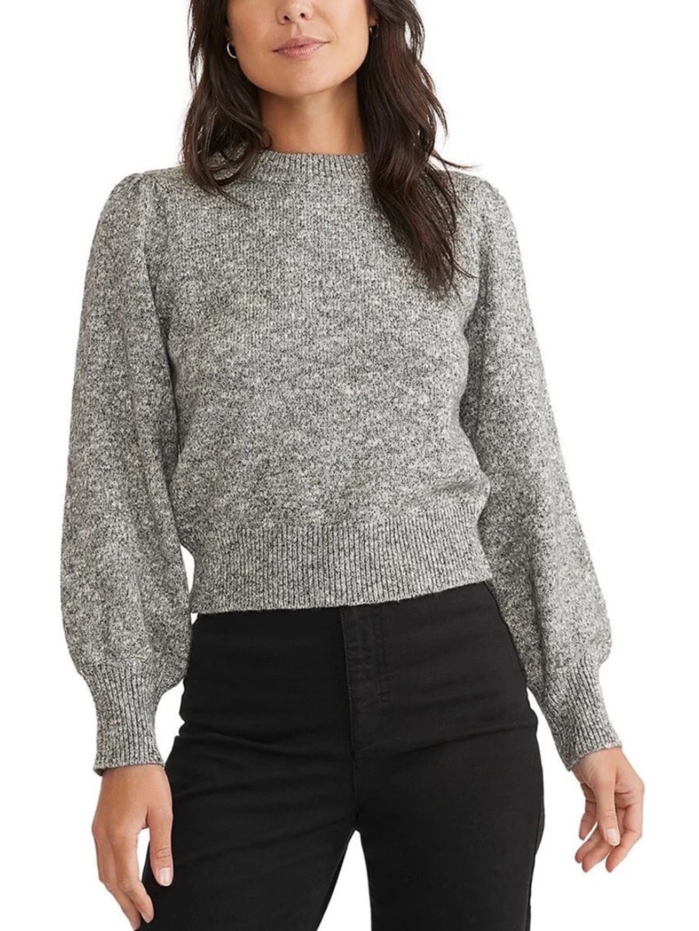 🌟 Marine Layer Alma‎ Puff Sleeve Sweater Charcoal Grey Women's XL Cozy Knit